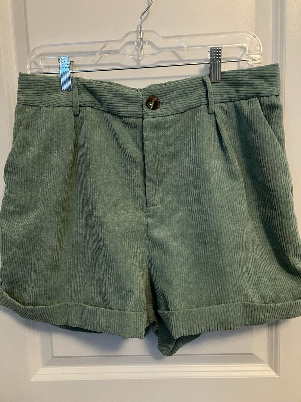 Shein Curve Corduroy Shorts 0XL green Fall Transition Autumn